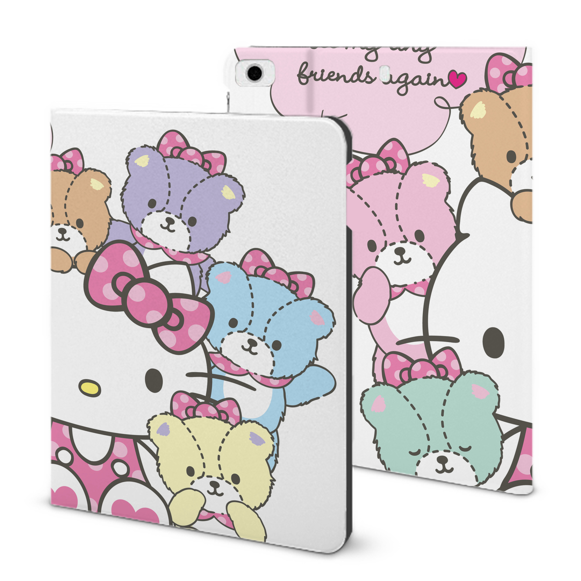 （画像用） Hello Kitty ハローキティ IPad ケース ブック型 PUレザー TPU 耐衝撃 軽量 薄型 ペン収納なし 全面保護 IPad 各モデル対応